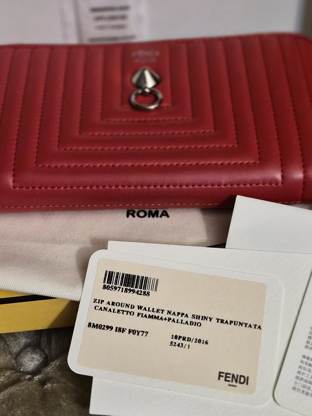 Fendi Zip-Around Wallet in Red Nappa Leather